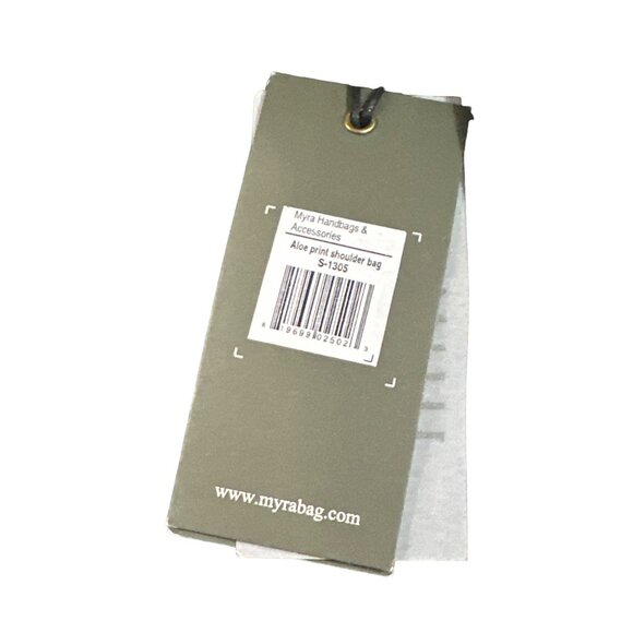 Myra Bag S-1305 Crossbody Bag Floral Upcycled With Leaf Print & Leather Accents - Picture 2 of 6